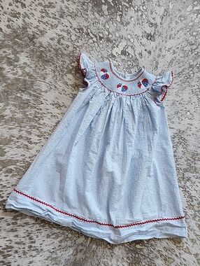 Velani Classics Gingham Smocked Dress Sz4T